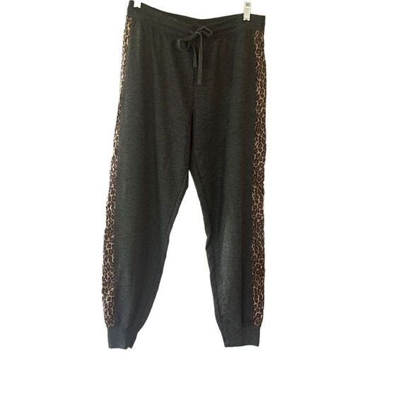 Splendid Leopard Gray Fleece Sweatpants Jogger Women’s Small - Picture 2 of 5